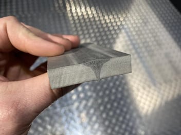 A closeup of a weld