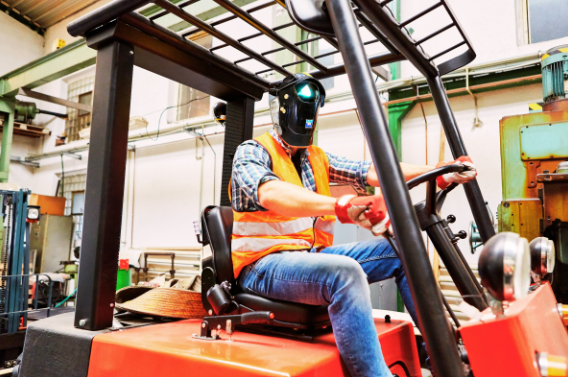 Welder driving a fork truck-3