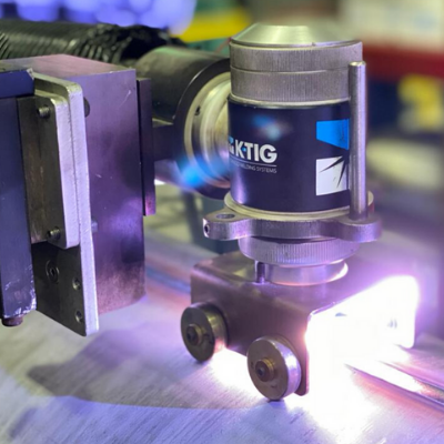 K-TIG torch during the welding process