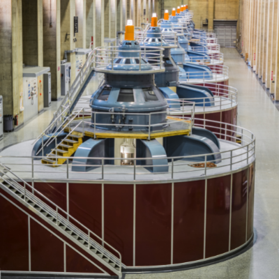 Line of power turbines in electrical plant